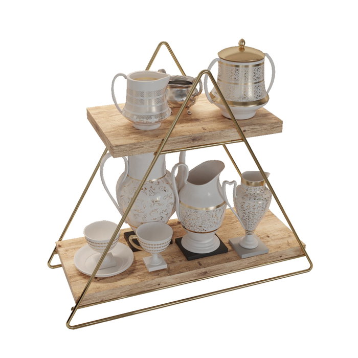 Hanah Home Estantería de pared de madera maciza Dorado y Marrón Hanah Home Estantería de pared de madera maciza Dorado y Marrón